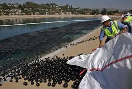 ¿Qué hacen 96 millones de esferas negras flotando en un lago?