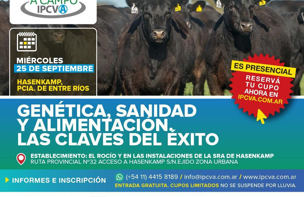 25 de septiembre: Jornada a campo del IPCVA en Hasenkamp, Entre Ríos