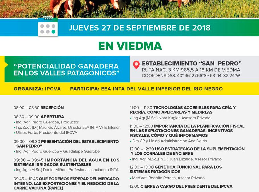El IPCVA realizará una jornada a campo en Viedma y otra en Cruz del Eje, Córdoba