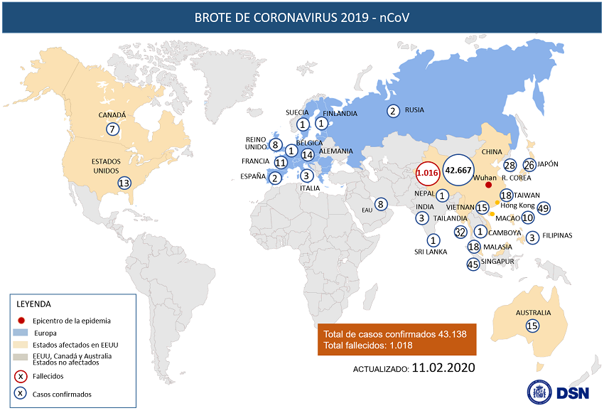Ya son 43.118 los casos de coronavirus y 1018 los fallecidos