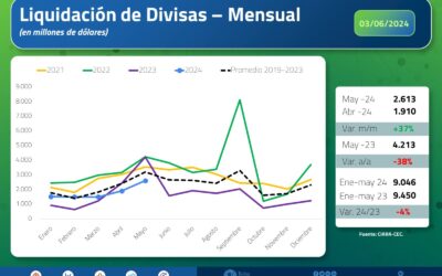 Bolsa de Cereales de Buenos Aires: Liquidación de divisas de mayo