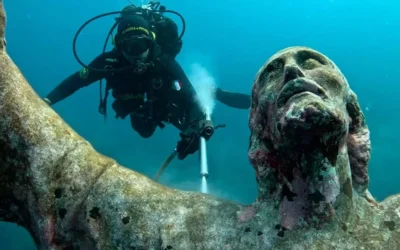 Limpiaron la escultura del Cristo del Abismo a 17 metros bajo el mar en Italia