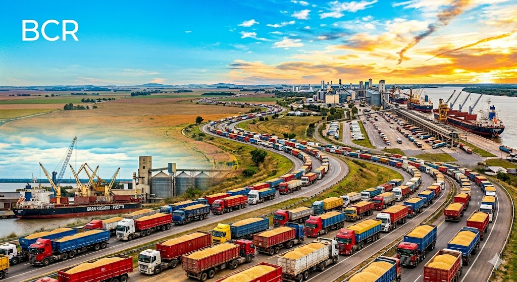 Más de una vuelta a la Argentina: 850.000 camiones descargaron granos en el Gran Rosario