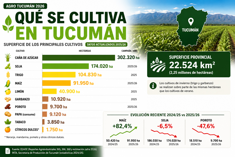 El mapa del campo tucumano: cómo se dividen las hectáreas entre los cultivos gigantes y la gran revancha del maíz