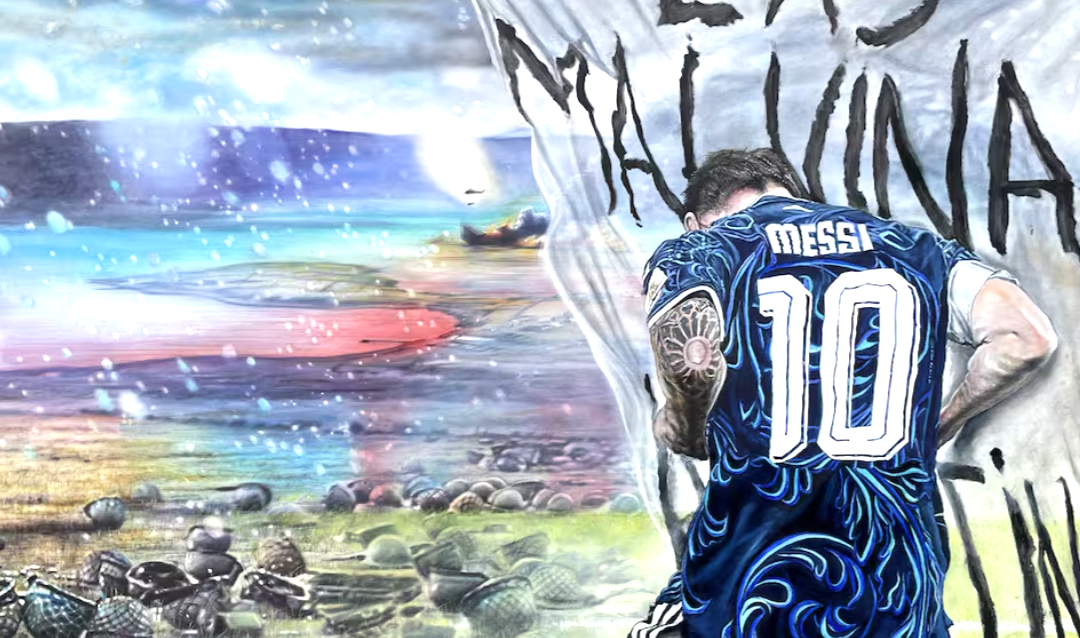 Una pintura convierte a Messi en símbolo del reclamo argentino por Malvinas