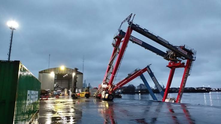 Temporal: derrumbe parcial en un sector del muelle de Exolgan en Dock Sud