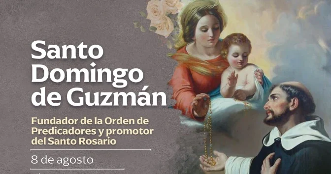 Hoy celebramos a Santo Domingo de Guzmán, quien recibió el Rosario de manos de la Virgen María Hoy celebramos a Santo Domingo de Guzmán, quien recibió el Rosario de manos de la Virgen María