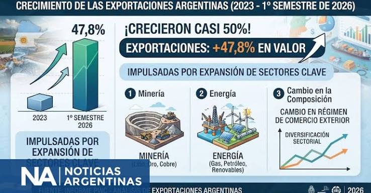 Crecieron las exportaciones argentinas un 50% entre 2023 y 2026