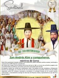 Hoy celebramos a San Andrés Kim y compañeros, mártires de Corea Hoy celebramos a San Andrés Kim y compañeros, mártires de Corea